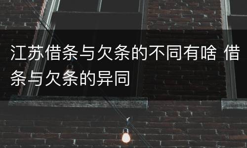 江苏借条与欠条的不同有啥 借条与欠条的异同