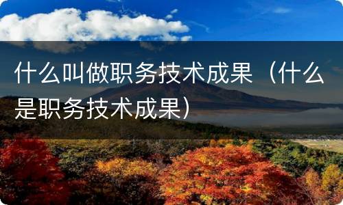 什么叫做职务技术成果（什么是职务技术成果）