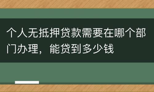 个人无抵押贷款需要在哪个部门办理，能贷到多少钱