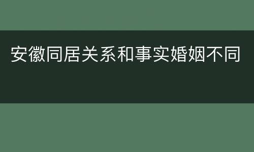 安徽同居关系和事实婚姻不同