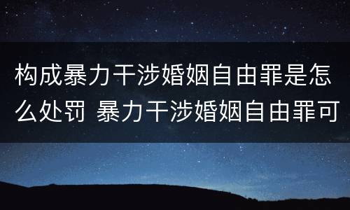 构成暴力干涉婚姻自由罪是怎么处罚 暴力干涉婚姻自由罪可以刑事和解吗