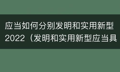 应当如何分别发明和实用新型2022（发明和实用新型应当具备）