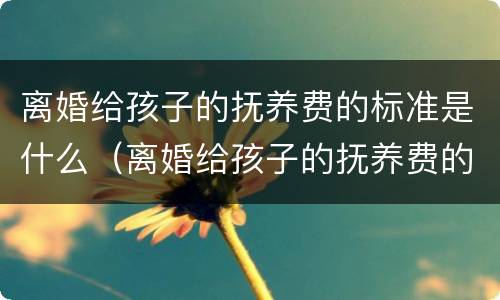 离婚给孩子的抚养费的标准是什么（离婚给孩子的抚养费的标准是什么呢）