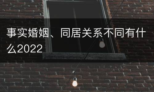 事实婚姻、同居关系不同有什么2022
