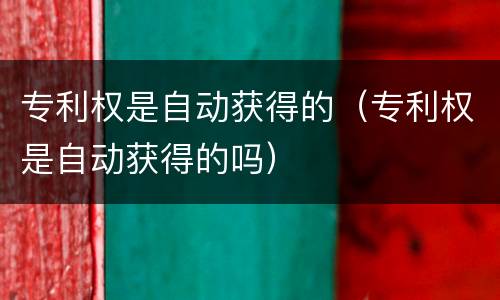 专利权是自动获得的（专利权是自动获得的吗）