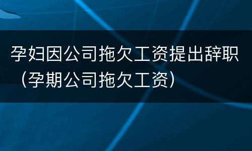 孕妇因公司拖欠工资提出辞职（孕期公司拖欠工资）