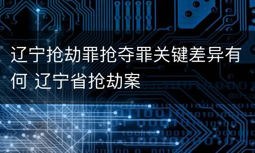 辽宁抢劫罪抢夺罪关键差异有何 辽宁省抢劫案