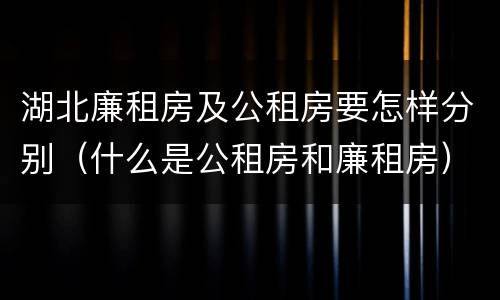 湖北廉租房及公租房要怎样分别（什么是公租房和廉租房）