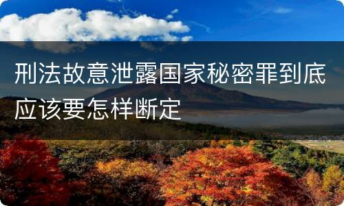 刑法故意泄露国家秘密罪到底应该要怎样断定