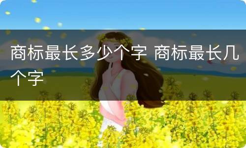 商标最长多少个字 商标最长几个字