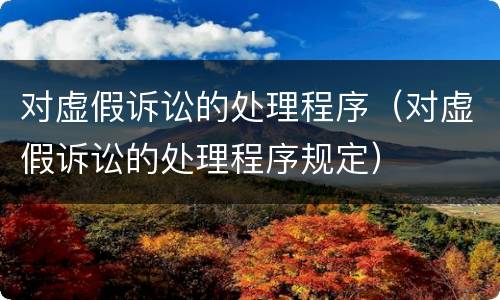 对虚假诉讼的处理程序（对虚假诉讼的处理程序规定）