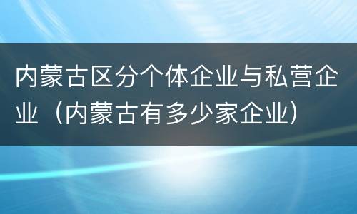 内蒙古区分个体企业与私营企业（内蒙古有多少家企业）