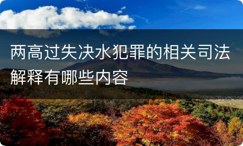 两高过失决水犯罪的相关司法解释有哪些内容