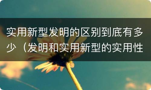 实用新型发明的区别到底有多少（发明和实用新型的实用性）