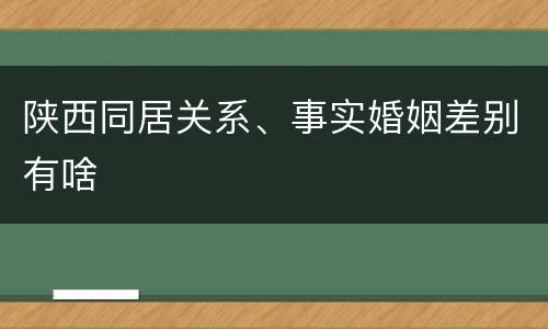 陕西同居关系、事实婚姻差别有啥