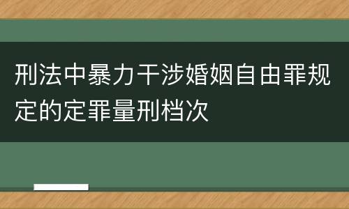 刑法中暴力干涉婚姻自由罪规定的定罪量刑档次