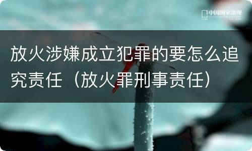 放火涉嫌成立犯罪的要怎么追究责任（放火罪刑事责任）