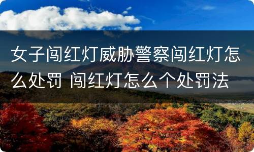 女子闯红灯威胁警察闯红灯怎么处罚 闯红灯怎么个处罚法