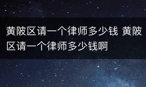 黄陂区请一个律师多少钱 黄陂区请一个律师多少钱啊