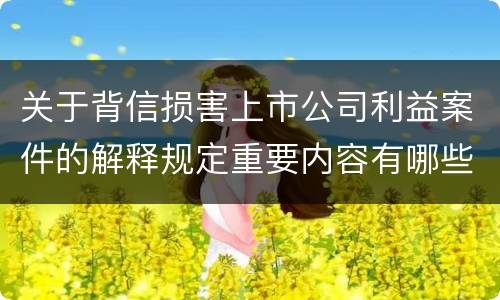 关于背信损害上市公司利益案件的解释规定重要内容有哪些
