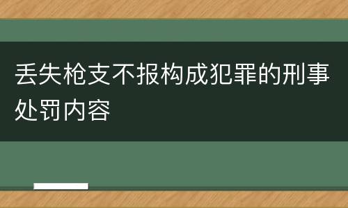 丢失枪支不报构成犯罪的刑事处罚内容