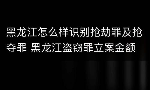 黑龙江怎么样识别抢劫罪及抢夺罪 黑龙江盗窃罪立案金额