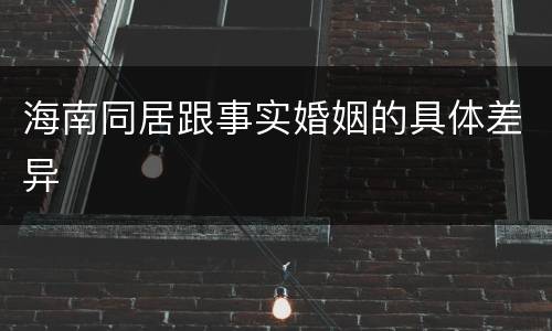 海南同居跟事实婚姻的具体差异