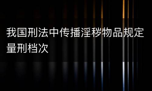 我国刑法中传播淫秽物品规定量刑档次