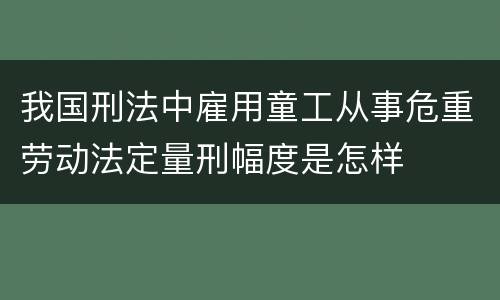 我国刑法中雇用童工从事危重劳动法定量刑幅度是怎样