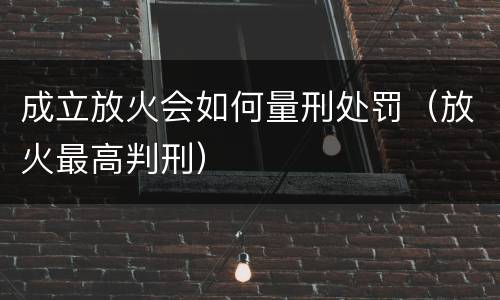 成立放火会如何量刑处罚（放火最高判刑）