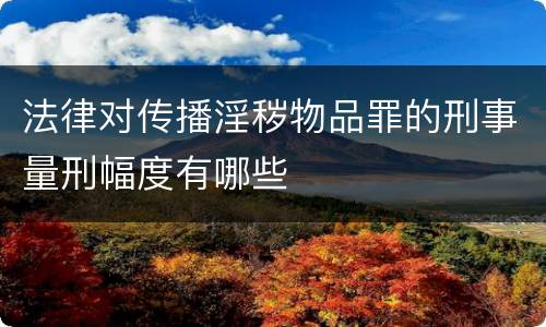 法律对传播淫秽物品罪的刑事量刑幅度有哪些