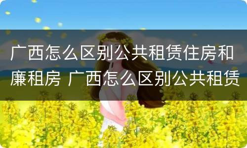 广西怎么区别公共租赁住房和廉租房 广西怎么区别公共租赁住房和廉租房呢