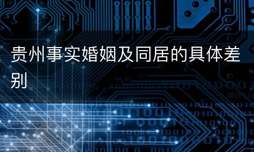 贵州事实婚姻及同居的具体差别