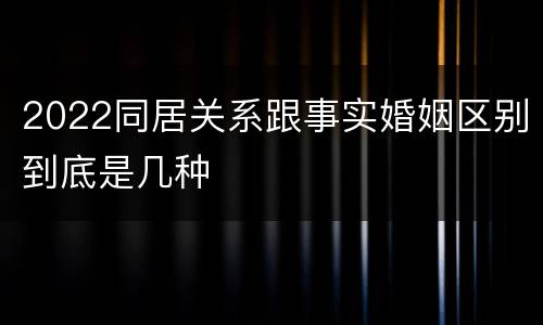 2022同居关系跟事实婚姻区别到底是几种