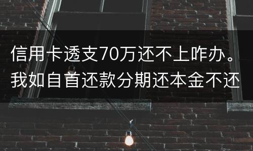 信用卡透支70万还不上咋办。我如自首还款分期还本金不还利息行吗