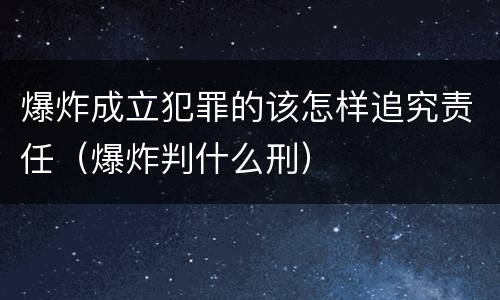 爆炸成立犯罪的该怎样追究责任（爆炸判什么刑）