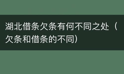 湖北借条欠条有何不同之处（欠条和借条的不同）