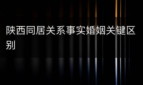 陕西同居关系事实婚姻关键区别