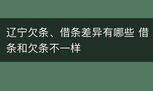 辽宁欠条、借条差异有哪些 借条和欠条不一样