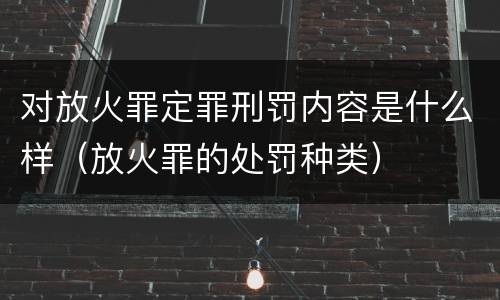 对放火罪定罪刑罚内容是什么样（放火罪的处罚种类）