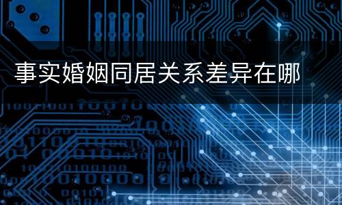 事实婚姻同居关系差异在哪