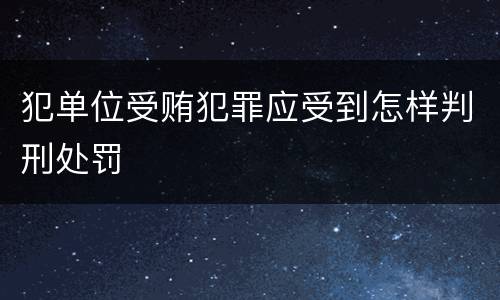 犯单位受贿犯罪应受到怎样判刑处罚