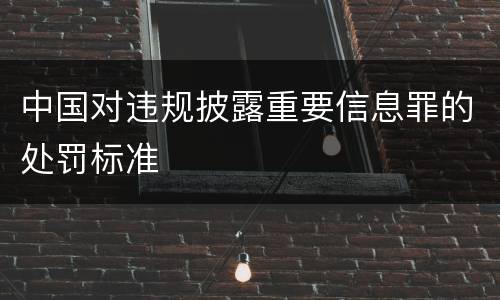 中国对违规披露重要信息罪的处罚标准
