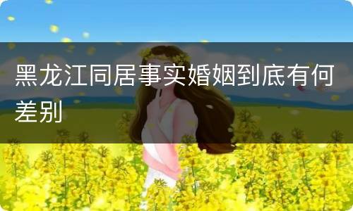 黑龙江同居事实婚姻到底有何差别