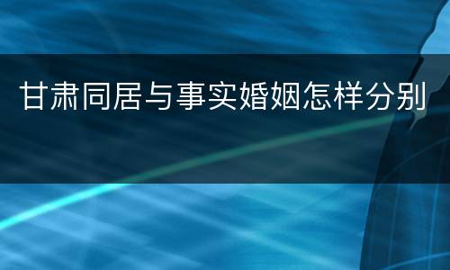 甘肃同居与事实婚姻怎样分别