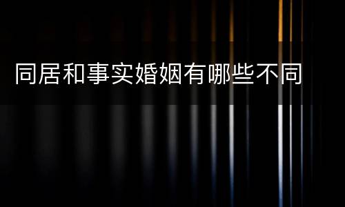 同居和事实婚姻有哪些不同