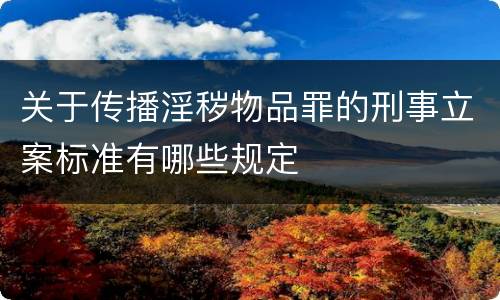 关于传播淫秽物品罪的刑事立案标准有哪些规定