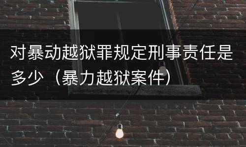 对暴动越狱罪规定刑事责任是多少（暴力越狱案件）