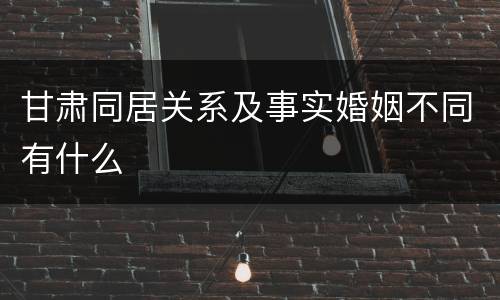 甘肃同居关系及事实婚姻不同有什么