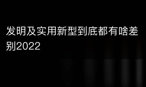 发明及实用新型到底都有啥差别2022